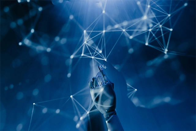 AI and digital network concept representing intelligent technology, cybersecurity, and data-driven decision making